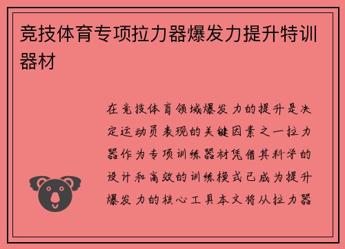 竞技体育专项拉力器爆发力提升特训器材